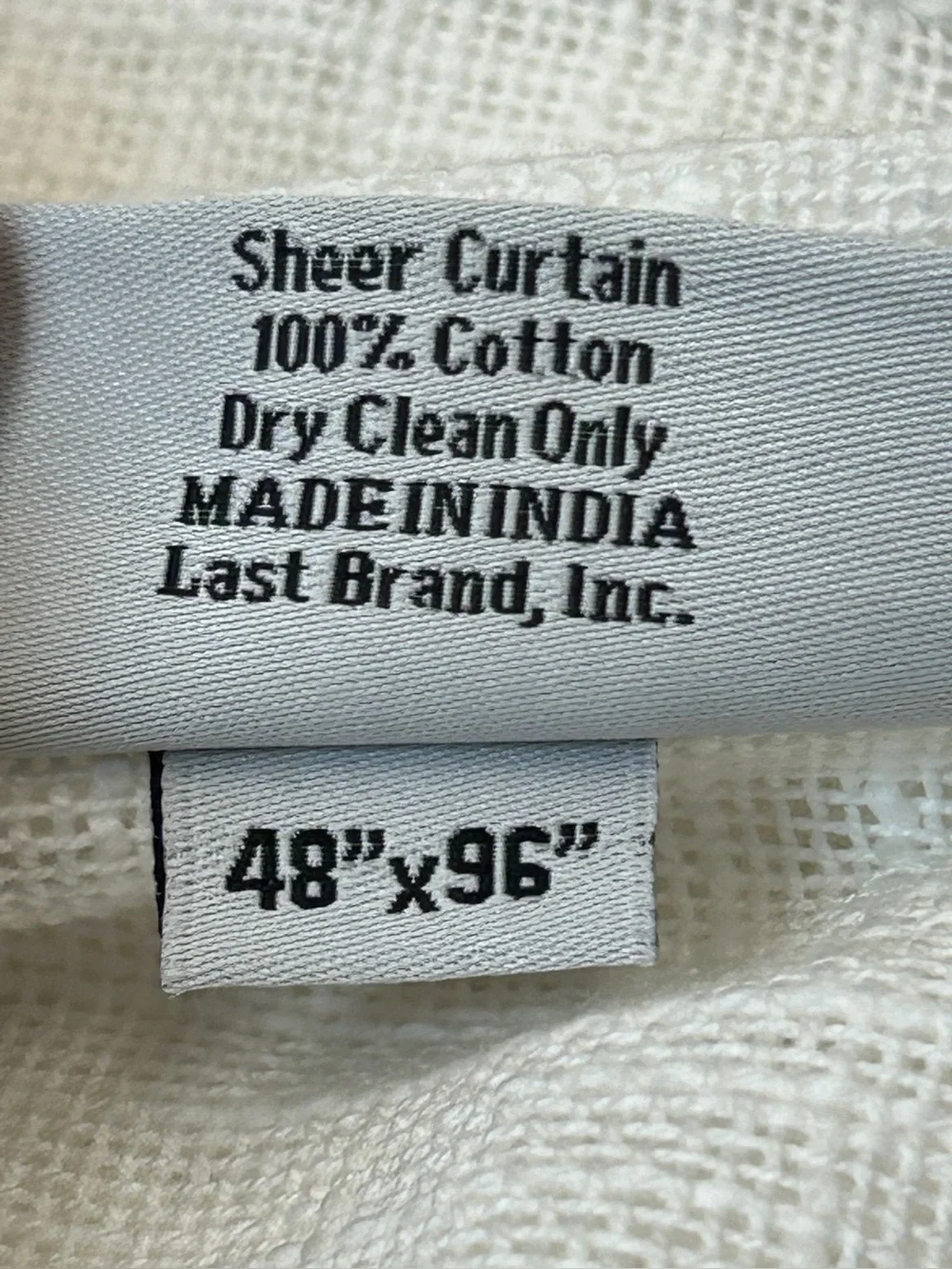 QUINCE Set Of 2 48x96 Cotton Sheer Curtains White 0221